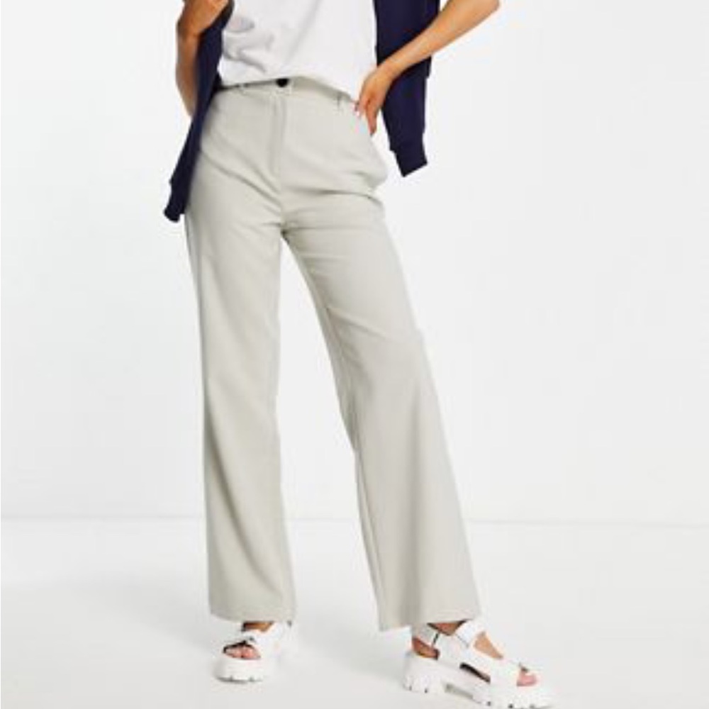 Topshop relaxed suit pants in light taupe